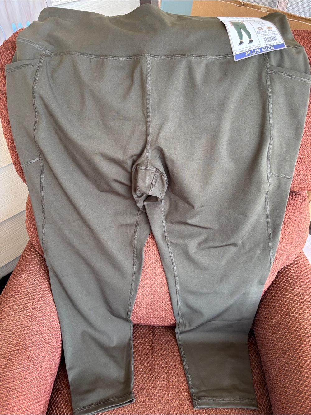 RBX Women’s 3X Full-Length High Rise Leggings in Olive with Pockets. NWT